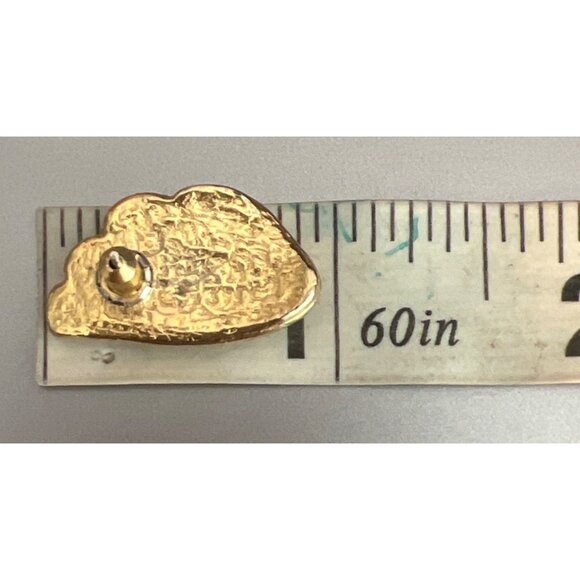 Vintage Gold Tone Fan Design Stud Earrings Cream Enamel Pierced Estate 1" 9.07g - Picture 4 of 5